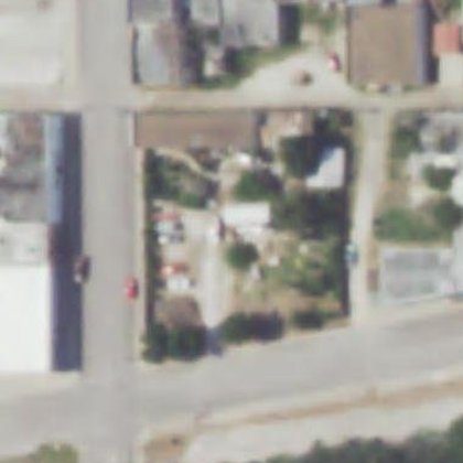 Aerial view, 2022 — the food forest alive after Winter Storm Uri, in the drought